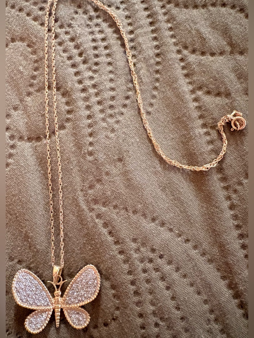 Butterfly Pendant and Chain 14 KT Yellow Gold . 25 CT  Natural Diamonds